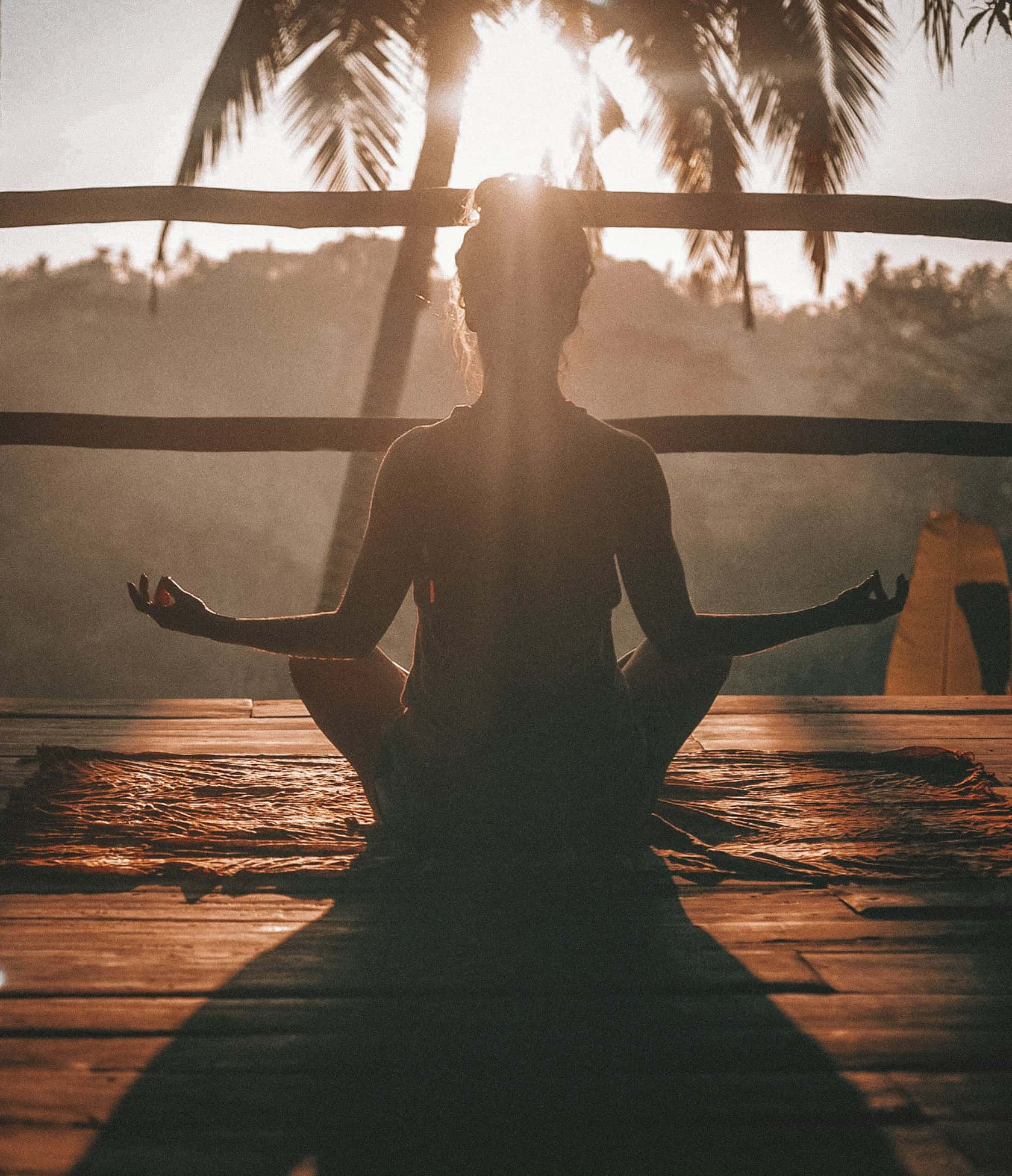 A morning practice on an open-air deck