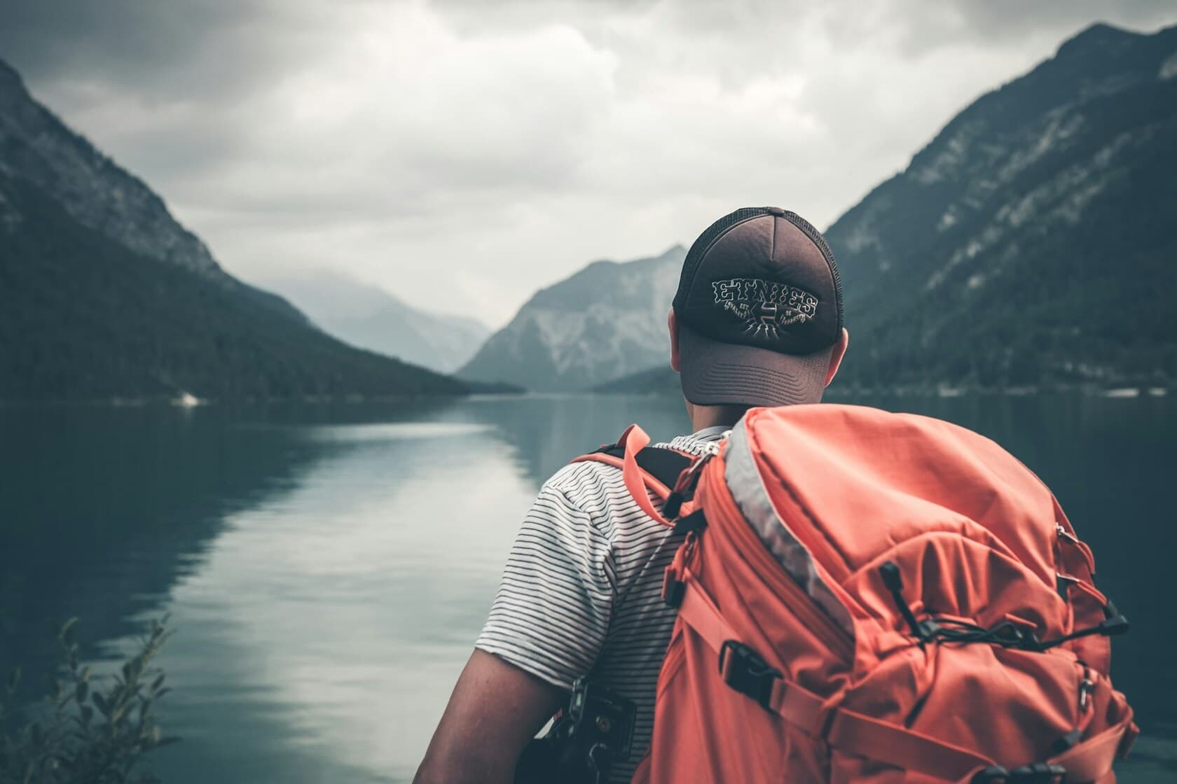 A traveler taking in the peaks on day two